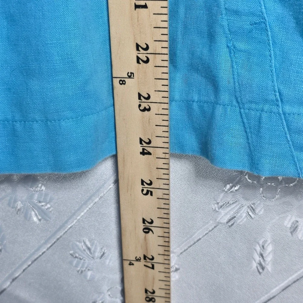 J Jill Petite‎ Linen Hooded Button Front Jacket Woman Small Blue Lightweight